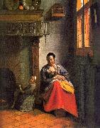 Pieter de Hooch Woman Nursing an Infant oil painting